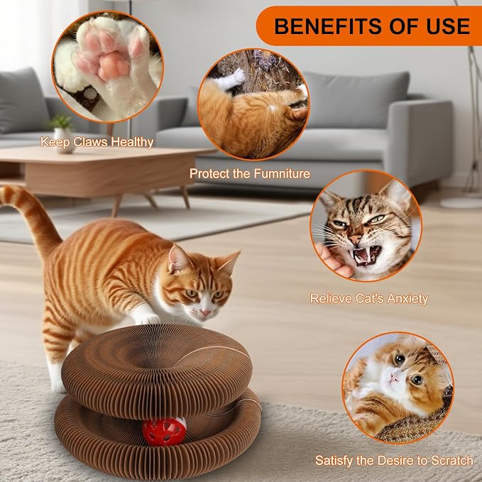 2 Pcs Kitty Kurls Cat Toy Magic Organ Cat Scratching Board, Foldable & - Image 2