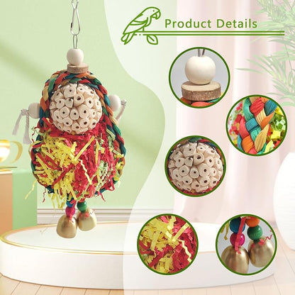 Bird Hoop Swing and Parakeet Toys, Natural Sola Balls and Shredding Hanging Toy - Image 3