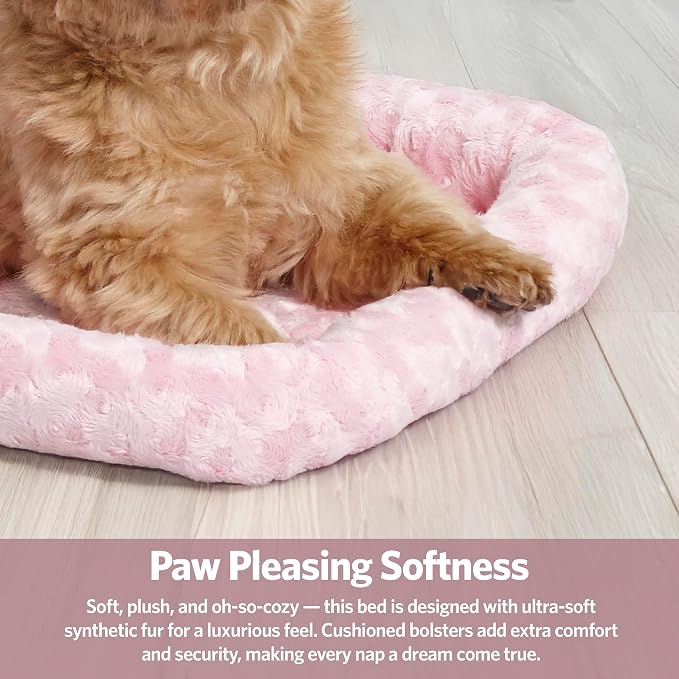 MidWest Homes for Pets QuietTime Fashion Dog Bed – Pink Faux Fur Bolster - Image 4