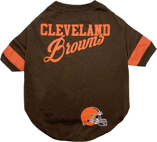 Pets First NFL Cleveland Browns Dog & Cat T-Shirt, Small. Football Pet Shirt by PETSFIRST