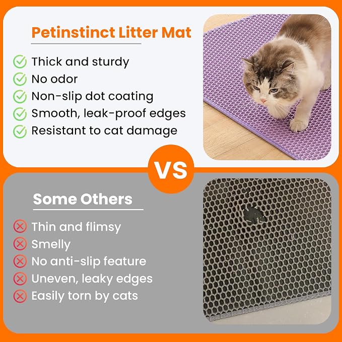 Cat Litter Mat, 24x18 Inches Large Double Layer Honeycomb Cat Litter Trapping - Image 3
