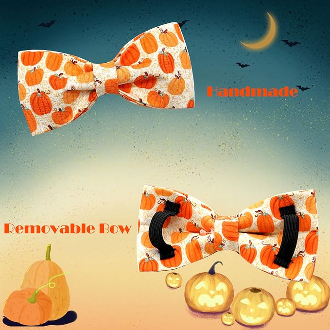 Dog Collar - Halloween Pumpkin Bowtie Dog Collar Gift Soft Bow Collar Pet - Image 4