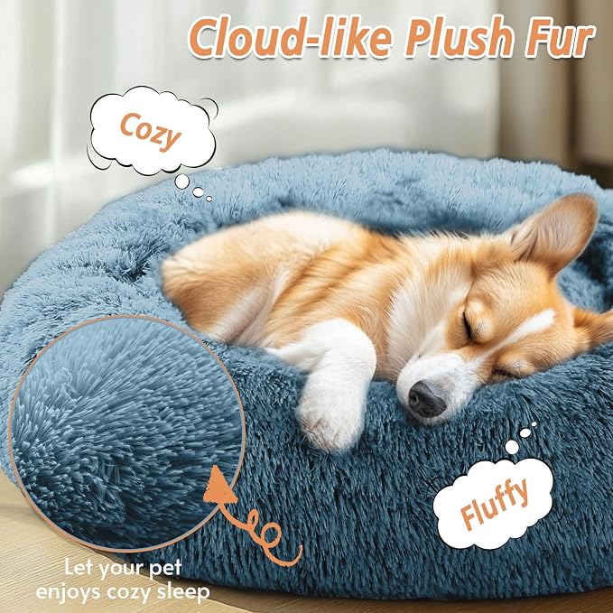 JOLLYVOGUE Calming Dog Bed Large Size Dog, Anti-Anxiety Donut Large Pet Bed - Image 2