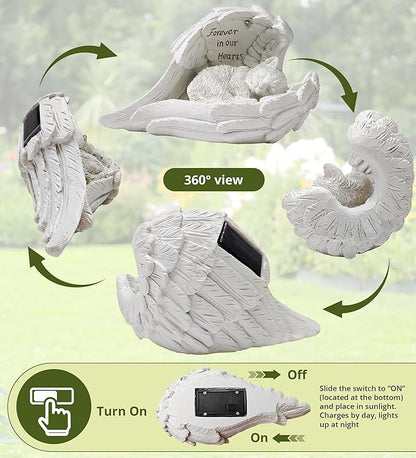Pet Cat Solar Garden Memorial Statue – Outdoor Resin Angel Kitty - Image 4