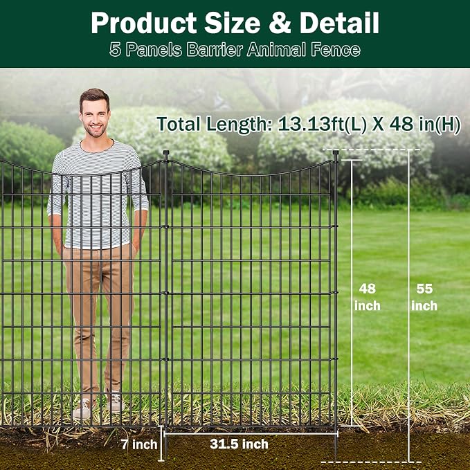 5 Panels No Dig Dog Fence Outdoor - Image 2