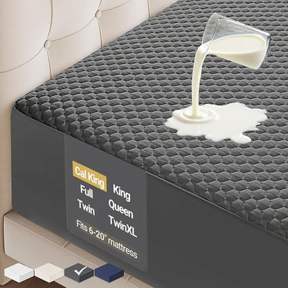 OhGeni 100% Waterproof Mattress Protector, California King-Gray, Fits 6"-20" by OhGeni