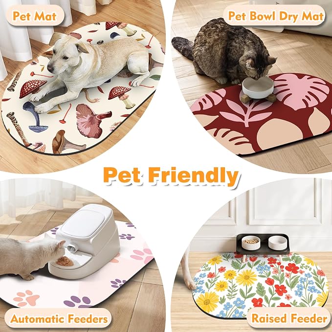 24''x16'' Absorbent Dog Food Mat, No Stains Quick Dry Pet Water Mat Protect - Image 6