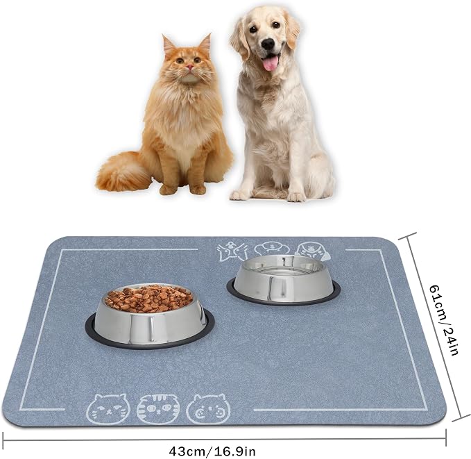 YCT Cat Pet Food Mat, Non-Slip Bottom Absorbent Quick Dry Feeding Mat - Image 7