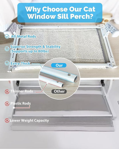 Heavy-Duty Cat Window Perch 2-Pack – All-Metal Frame Supports up to 120 lbs - Image 4