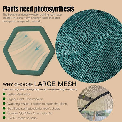 Poray Large Tunnel 10FTx6FT Plant Netting Cover, 6FT Tall Crop Cage Tomato - Image 6