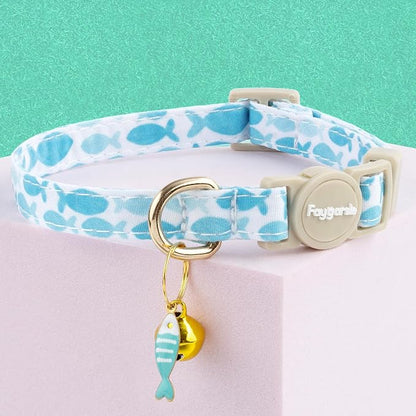 Faygarsle 2 Pack Plaid Butterfly Fish Pattern Cat Collars Breakaway Safety - Image 4