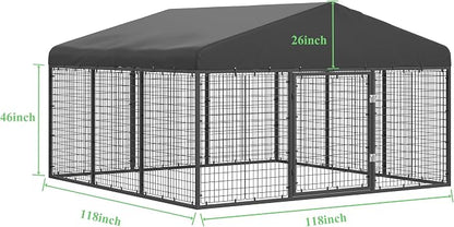 Outdoor Dog Kennel Steel for Medium/Small Dogs Anti-Rust Coating Cage - Image 2