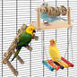 4 Pcs Bird Perch with Swing, Parrot Perches Platform with Chew Blocks, Natural by DBNESS