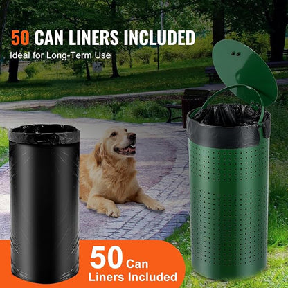VEVOR Dog Poop Trash Can With 50 Liner Bags, 11.5 Gallons Outdoor Waste Bin - Image 5