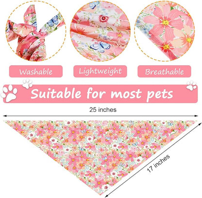 Weewooday 8 Pcs Floral Dog Bandana Spring Flower Pet Triangle Bib Scarf Daisy - Image 2