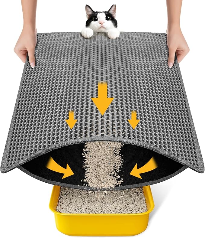 Cat Litter Mat, Upgrade Super Waterproof Back Layer Litter Box Mat, Non Slip by Conlun