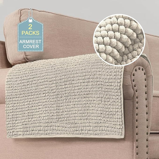 H.VERSAILTEX Plush Chenille Couch Armrest Cover 2 Packs Thick and Soft Sofa by HVERSAILTEX
