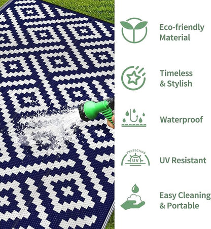 GENIMO Outdoor Rug for Patio Clearance, Reversible Plastic Straw Rugs for RV - Image 5