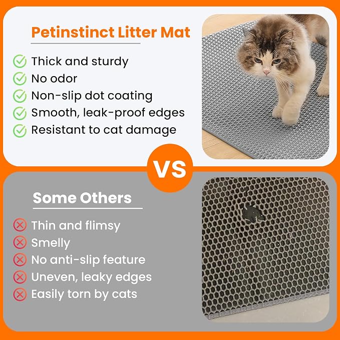 Small Cat Litter Mat, 20x14’’ Double Layer Honeycomb Cat Litter Box Mat - Image 3