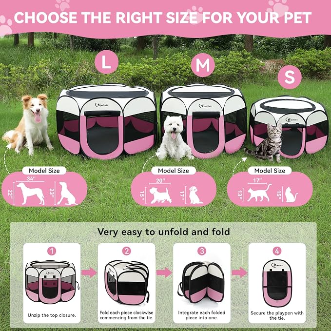 Dog Playpen, Large Puppy Pet Playpen, Dog Crate Tent Cage Indoor/Outdoor - Image 2