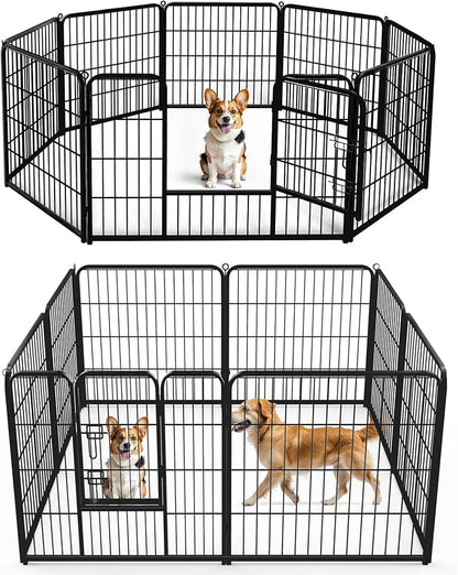 DUMOS Dog Playpen Indoor, Metal 32 Inch 8 Panels Foldable Pet Fence by DumosLifestyle