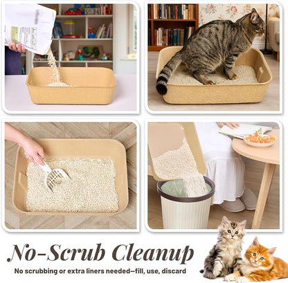4 Pack Disposable Cat Litter Boxes, Durable Leak-Proof Cardboard Kitty Litter - Image 5
