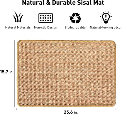 FUKUMARU Cat Scratcher Mat, 23.6 X 15.7 Inch Natural Sisal Cat Scratch Mats - Image 2