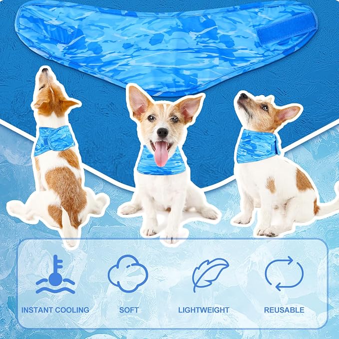 Talltalk 5 Pieces Dog Cooling Bandanas Neck Wraps Ice Scarf Pet Dog Cooling - Image 3