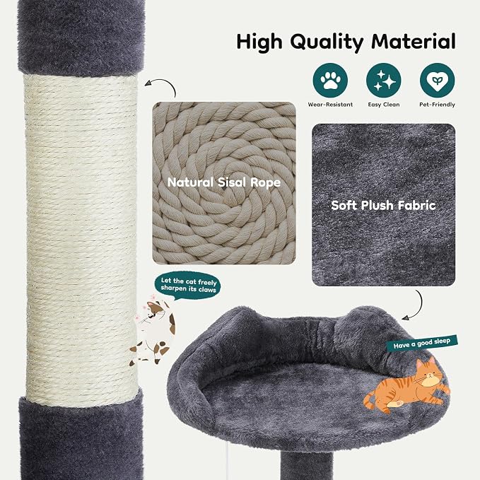 DUMOS 54-inch Indoor Cat Tree Tower –Multi-Level Pet House - Image 7