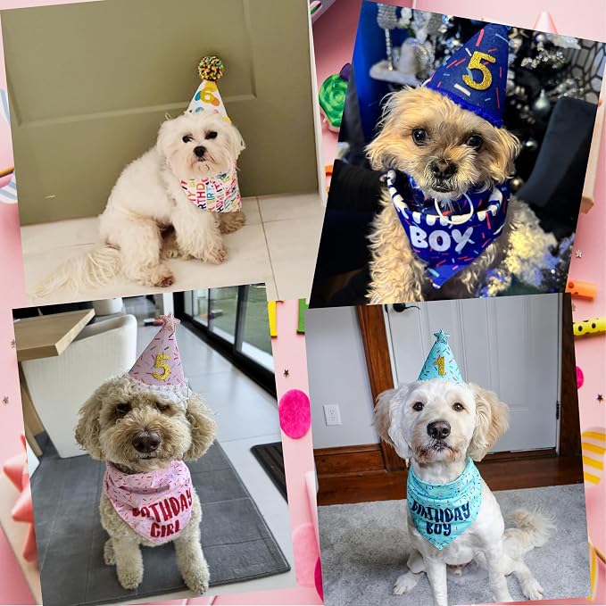 Dog Birthday Bandana Set, Light Pink Birthday Girl Decorations, HBD Party - Image 6