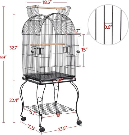 Yaheetech 59-Inch Rolling Standing Medium Dome Open Top Bird Cage - Image 3