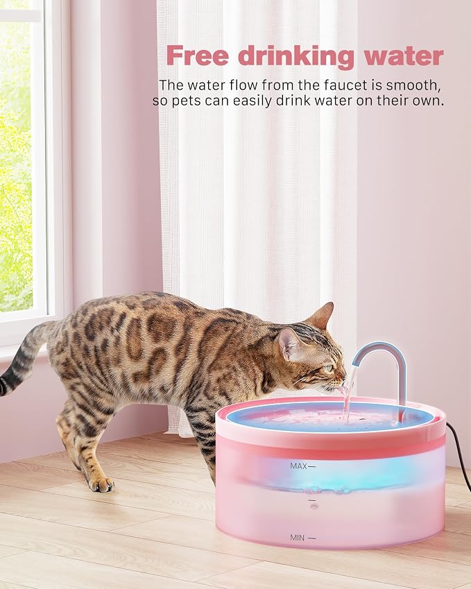 Pink Cat Water Fountain:108oz/3.2L Cat Fountain Super Silent Pet Water Fountain - Image 7