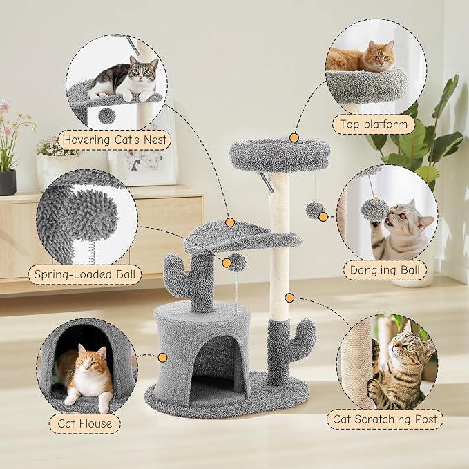 Sweetcrispy 33" Cat Tree Tower for Indoor Cats, Small Cat Scratching Post - Image 3