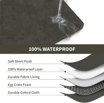 Plush Dog Bed for Medium Dogs, Waterproof Dog Crate Mat Orthopedic Egg Crate - Image 6