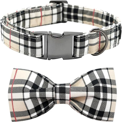 Dog Collar, Bow Dog Collar Plaid Pet Collar Dog Cute Pet Bow Soft Girl or Boy by BoboRainbow