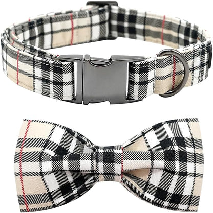Dog Collar, Bow Dog Collar Plaid Pet Collar Dog Cute Pet Bow Soft Girl or Boy by BoboRainbow