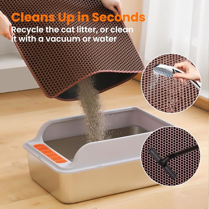 Extra Large Cat Litter Mat, 30x22 Inches Honeycomb Double Layer Cat Litter - Image 5