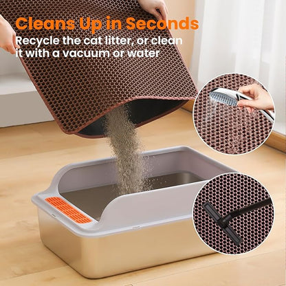 Small Cat Litter Mat, 20x14’’ Double Layer Honeycomb Cat Litter Box Mat - Image 5