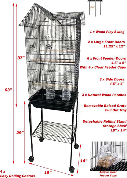 63" Roof Top Canary Parakeet Cockatiel Lovebird Finch Roof Top Bird Parrot Home - Image 3