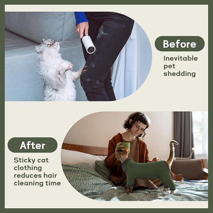 PUMYPOREITY Sticky Hair Cat Clothes, Prevent Hair Loss Cat Pajamas, Soft Cat - Image 3
