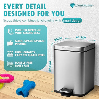 6L Outdoor and Indoor Pet Waste Container, Stainless Steel Can. Lid Opens - Image 7