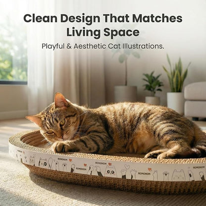 3 Pack Oval Cardboard Cat Scratcher & Lounger Bed, High-Density Cat Scratching - Image 6