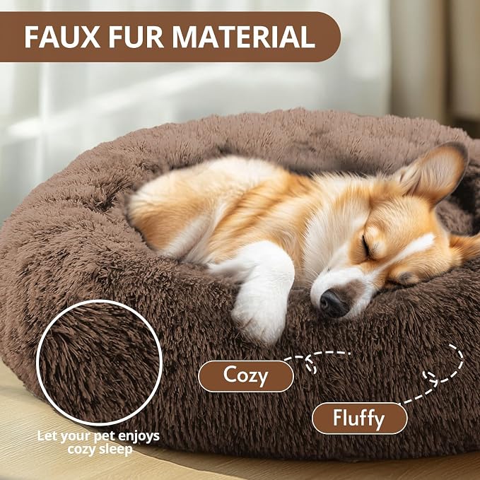 JOLLYVOGUE Calming Dog Bed Medium Size Dog, Anti-Anxiety Donut Medium Pet Bed - Image 2