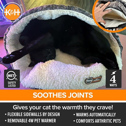 K&H Pet Products Heated Cat Bed Indoor, Thermo-Snuggle Cup Bomber Soft Heated - Image 4