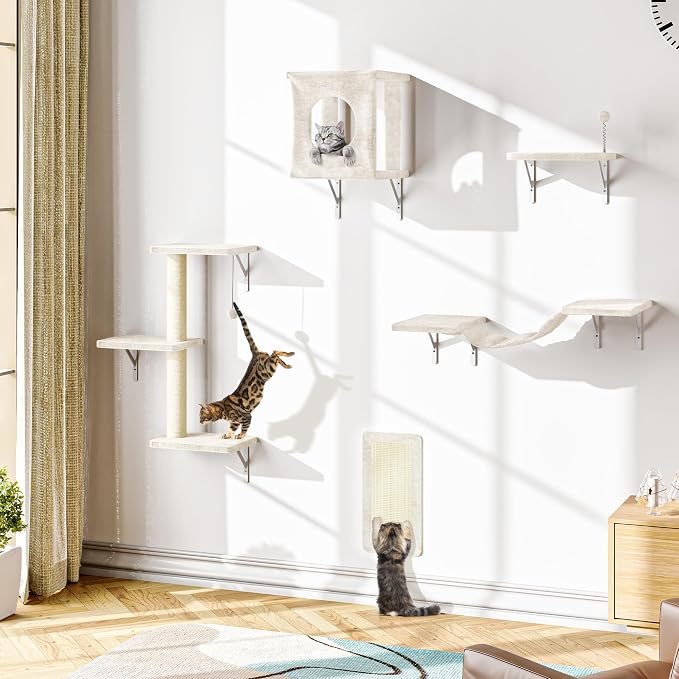NUNU LAB Cat Wall Shelves, 10-in-1 Wall-Mounted Cat Furniture Set, Large Cat - Image 6