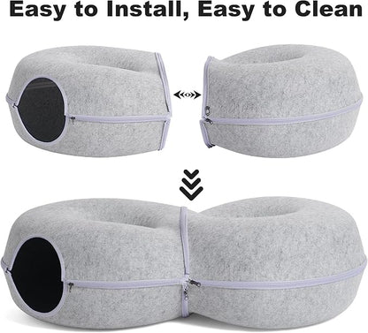 8-Shaped Large Cat Tunnel Bed for Indoor Cats, Infinite Circulation Peekaboo - Image 6
