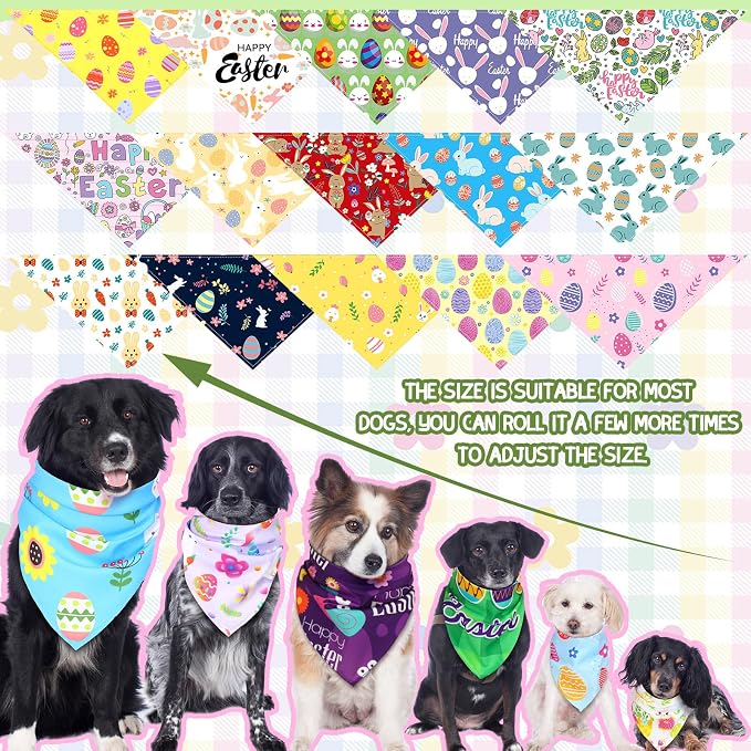 150 Pcs Easter Dog Bandanas Bulk Pet Bibs Colorful Triangle Scarf Pet Bandanas - Image 2