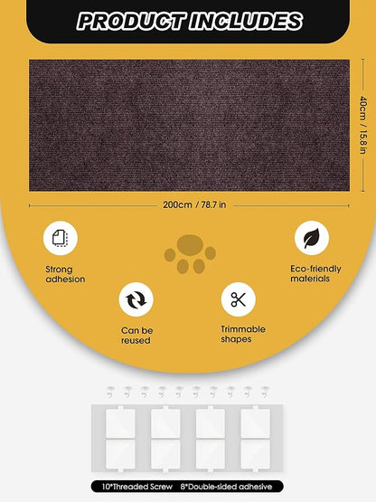 78.7"x15.8" Cat Scratch Mat, Trimmable Self-Adhesive Carpet, DIY Climb Cat - Image 7