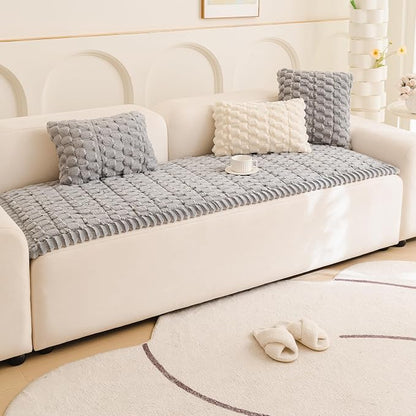Couch Cover for Dogs Fuzzy Sofa Covers for Pet, Geometric Jacquard Coral - Image 2