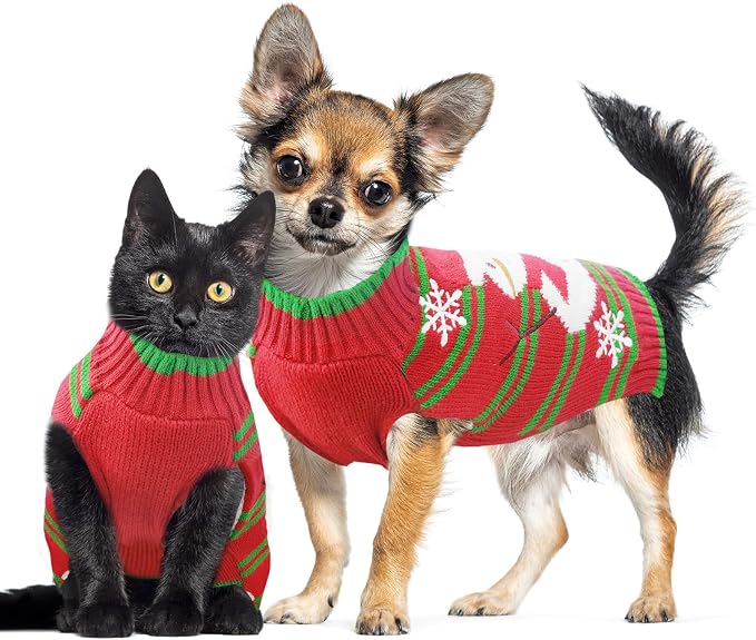 Dog Christmas Sweater Cute Snowman Puppy Cat Costume Boy Girls Xmas Holiday Pet - Image 2